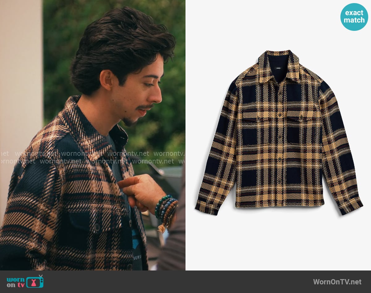 Express Plaid Cotton Shirt Jacket worn by Jackie Moreno (Fabrizio Guido) on Running Point