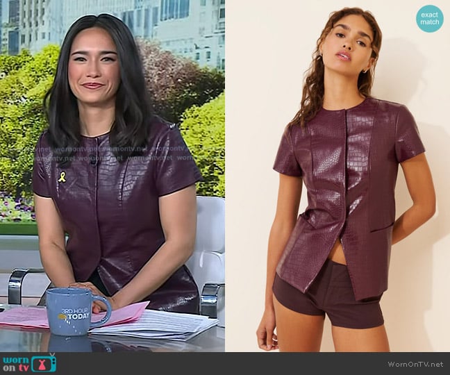 Extro & Vert Leah Vegan-Leather Crocodile Top worn by Emilie Ikeda on Today
