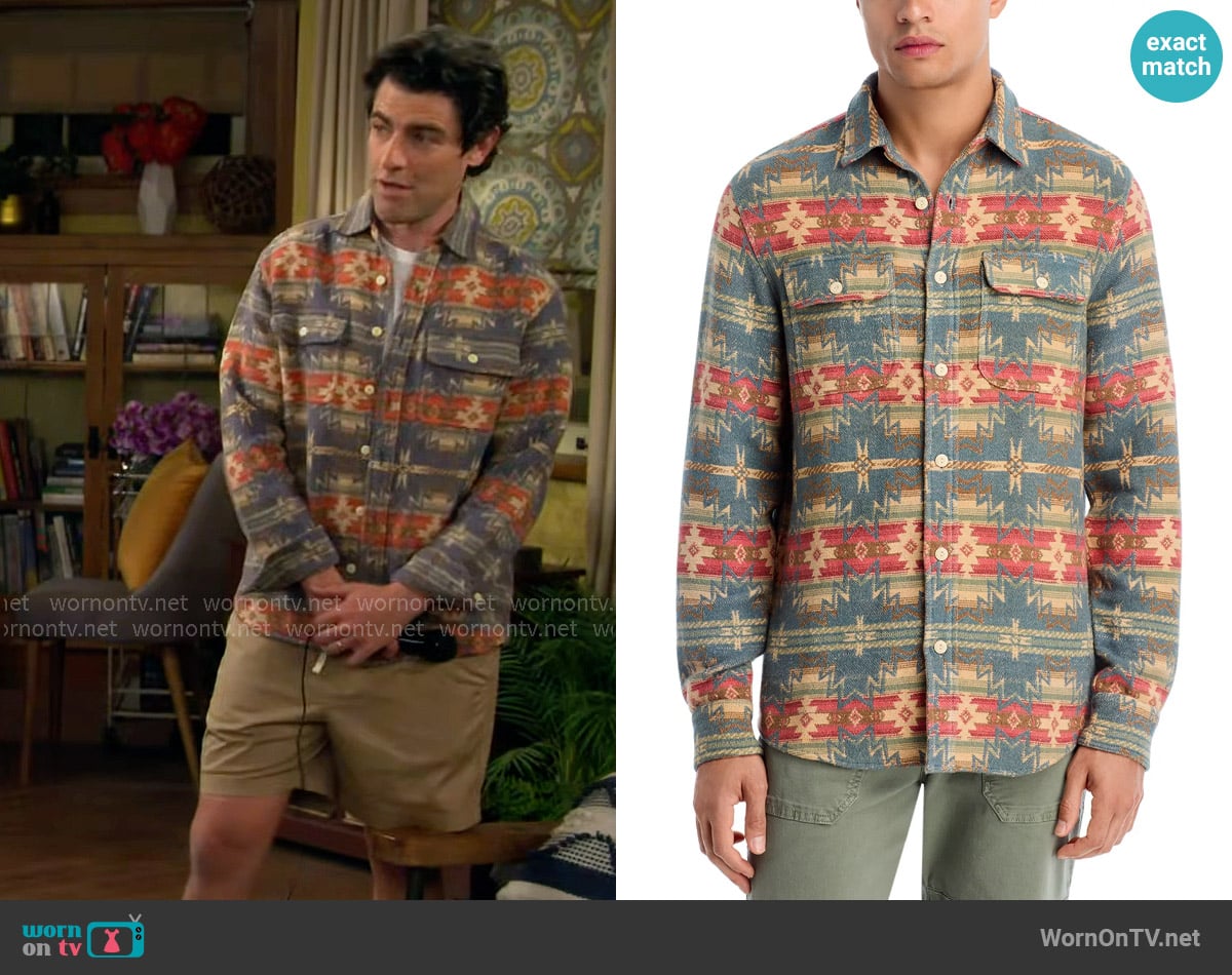 Faherty Doug Goodfeather Canyon Shirt in Fall Harvest worn by Dave Johnson (Max Greenfield) on The Neighborhood