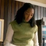 Faith’s white shirt and green sweater vest on Will Trent