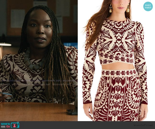 FARM Rio Pineapple Love Knit Top worn by Evangeline (Veronica Otim) on Elsbeth