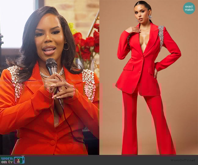 Fashion Nova Claire Embellished Suit Set worn by Kelli Ferrell on The Real Housewives of Atlanta