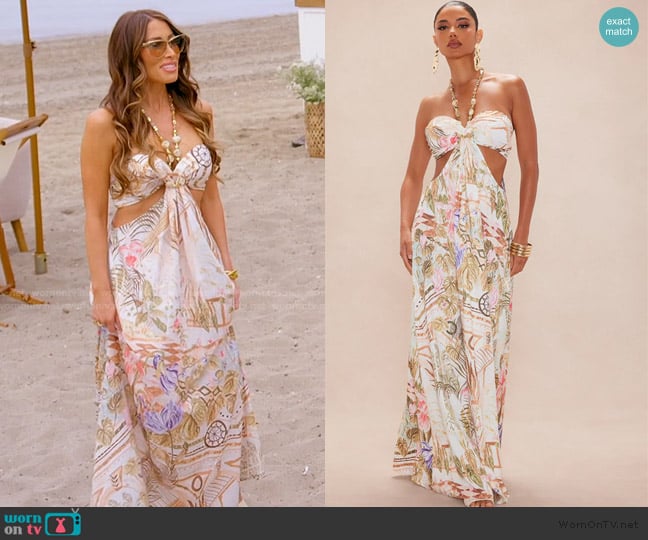 Fashion Nova Kalani Satin Maxi Dress worn by Liz McGraw on The Real Housewives of Rhode Island