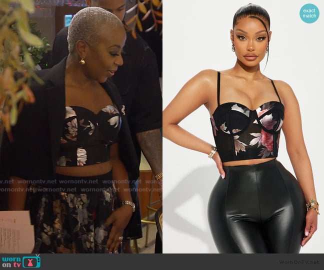 Fashion Nova Mesh So Well Corset Top worn by Pinky Cole on The Real Housewives of Atlanta