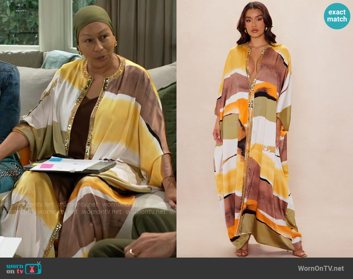 Fashion Nova Rena Embellished Satin Maxi Dress worn by Anita Dupree (Tamara Tunie) on Beyond the Gates
