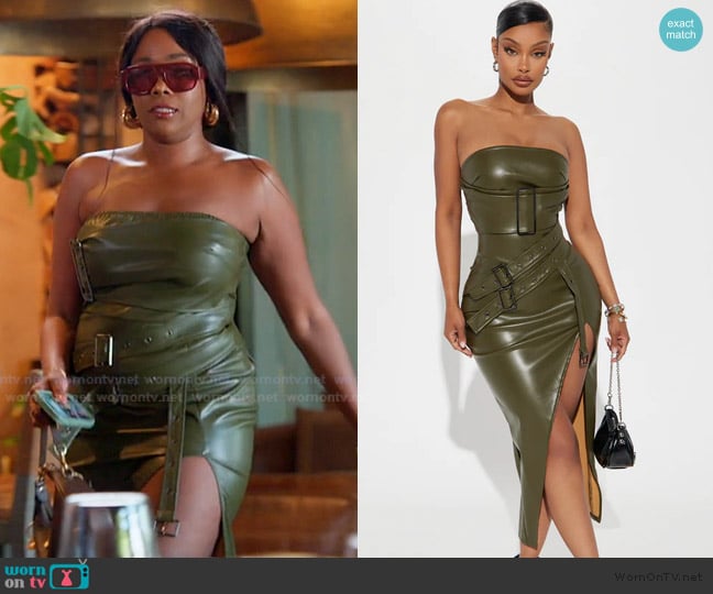 Fashion Nova Speed It Up Faux Leather Midi Dress worn by Jasmine Goode on The Valley