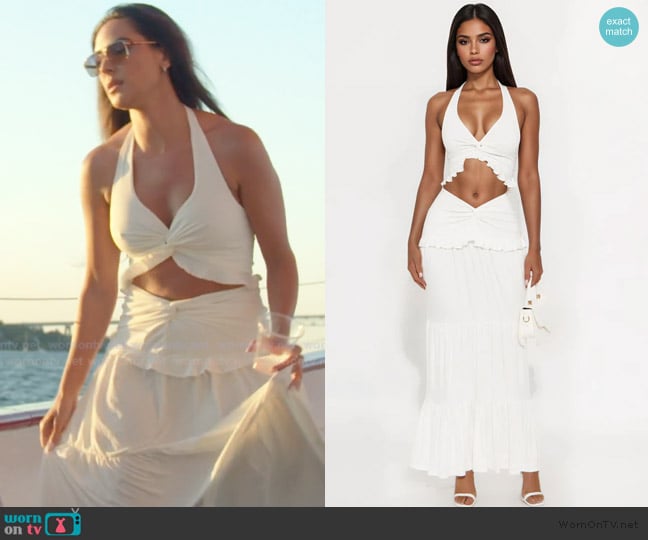 Fashion Nova Wanderlust Halter Maxi Skirt Set worn by Kelsey Swanson on The Real Housewives of Rhode Island