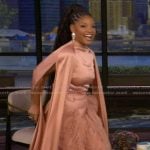 Halle Bailey’s pink feather trim pants on Live with Kelly and Mark