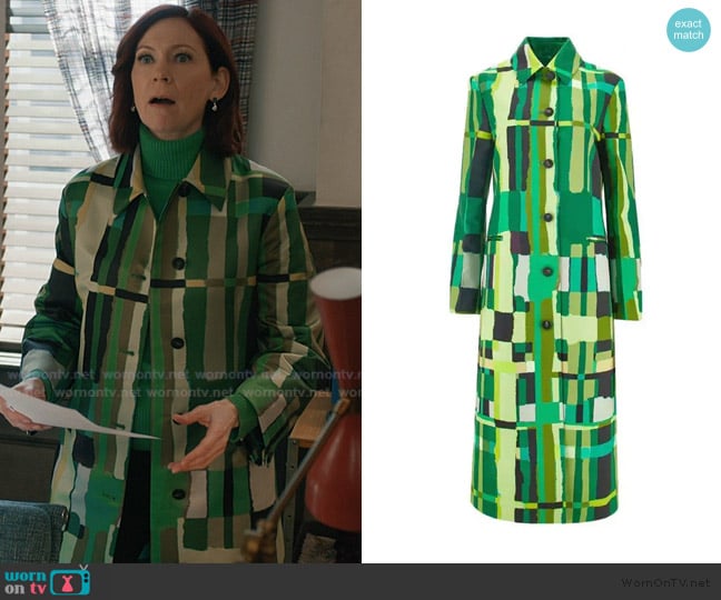 Ferragamo Abstract-print single-breasted coat worn by Elsbeth Tascioni (Carrie Preston) on Elsbeth