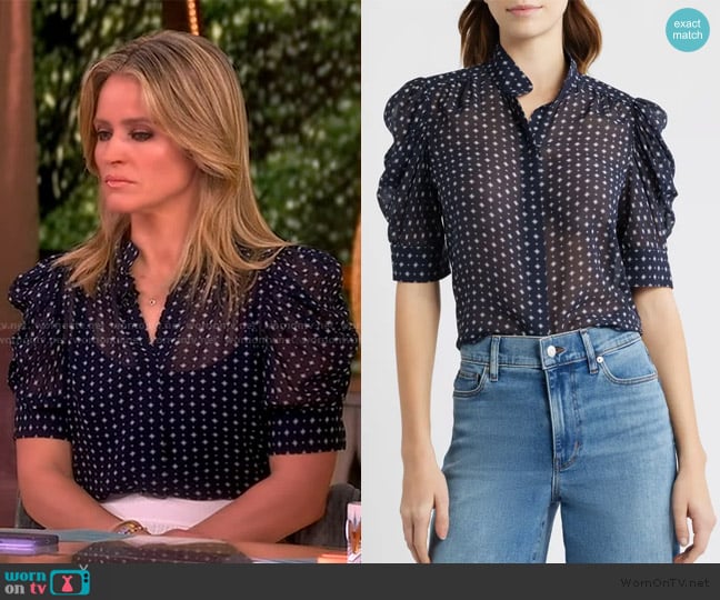 Frame Gillian Print Silk Button-Up Shirt worn by Sara Haines on The View