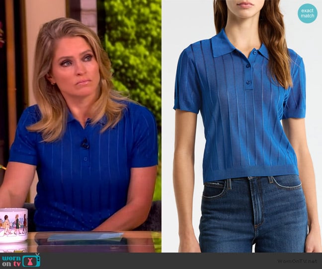 Frame The Ribbed Polo Knit Top worn by Sara Haines on The View
