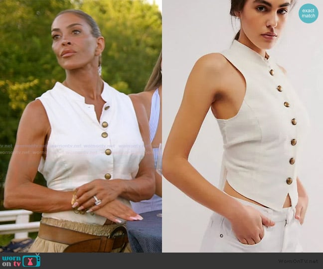 Free People Back It Up Waistcoat worn by Liz McGraw on The Real Housewives of Rhode Island