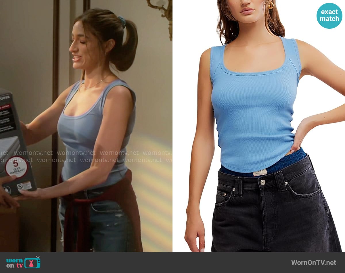 Ashley’s blue tank top on Beyond the Gates Ashley’s blue tank top on Beyond the Gates