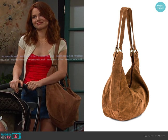 Joy’s brown suede bag on Days of our Lives Joy’s brown suede bag on Days of our Lives