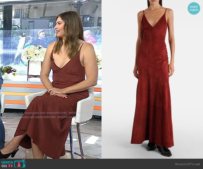 Gabriela Hearst Brigita Suede Maxi Dress worn by Maria Sharapova on Today