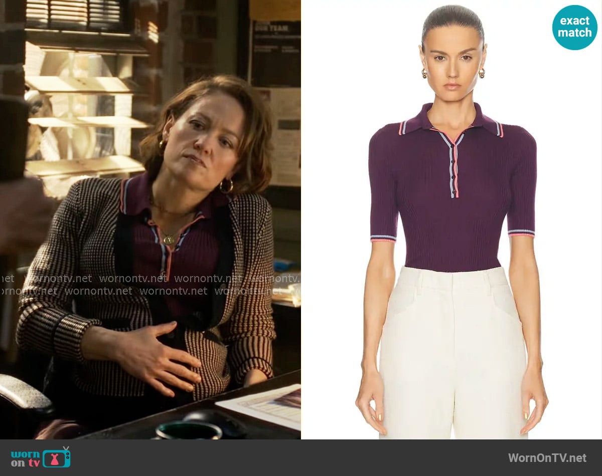 Gabriela Hearst Perro Polo Top worn by Angie Polaski (Erika Christensen) on Will Trent