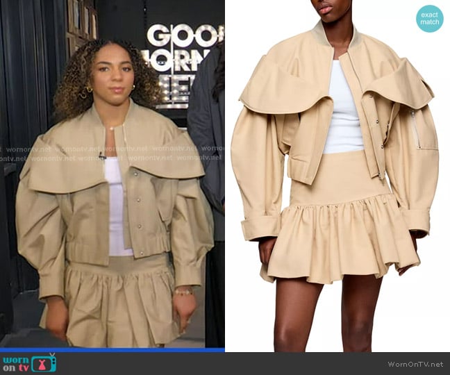 Kiki Rice’s beige mini skirt on GMA Kiki Rice’s beige mini skirt on GMA