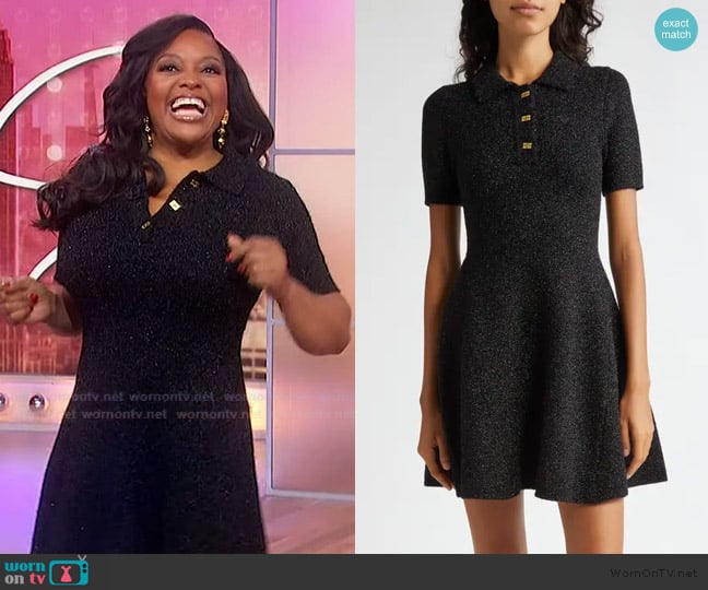 Ganni Sparkle Knit Short Sleeve Minidress worn by Sherri Shepherd on Sherri