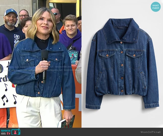 Gap Denim Oversized Cocoon Jacket in Medium Wash worn by Jenna Bush Hager on Today