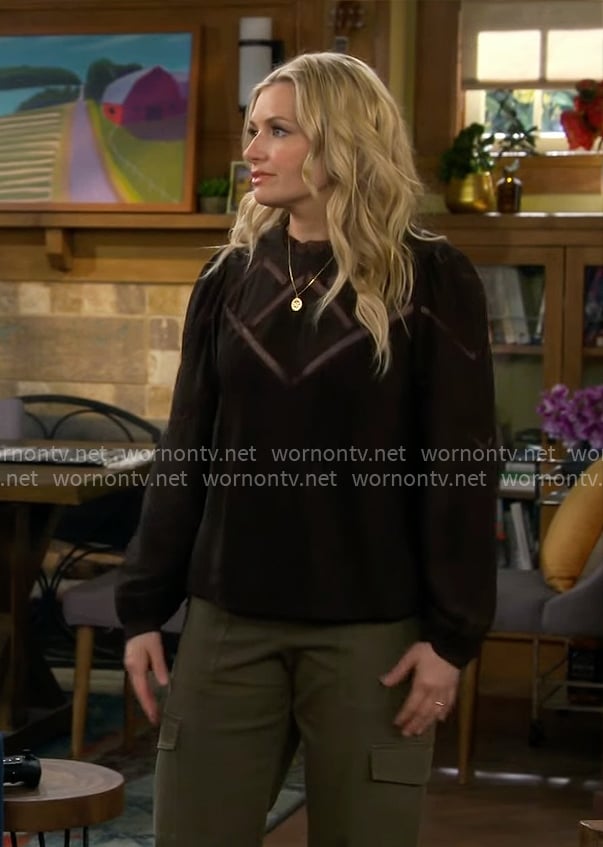 Gemma's lace inset blouse on The Neighborhood