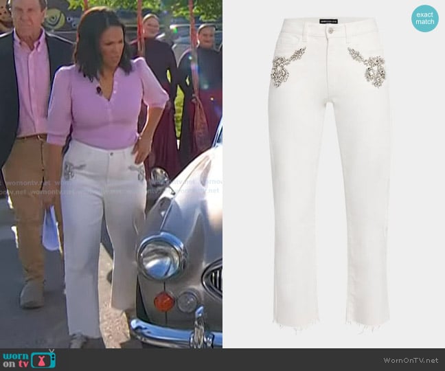 Generation Love Carolyn Embellished Straight Crop Jeans worn by Laura Jarrett on Today