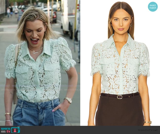 Generation Love Mina Lace Shirt worn by Lindsay Hubbard on Summer House