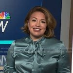 Gilma's blue tie neck satin blouse on NBC News Daily