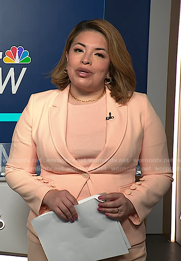 Gilma's pink button sleeve blazer on NBC News Daily