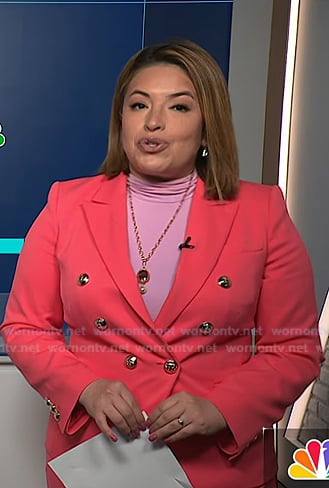Gilma's pink double breasted blazer on NBC News Daily