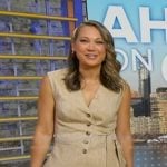 Ginger's beige tie waist vest on Good Morning America