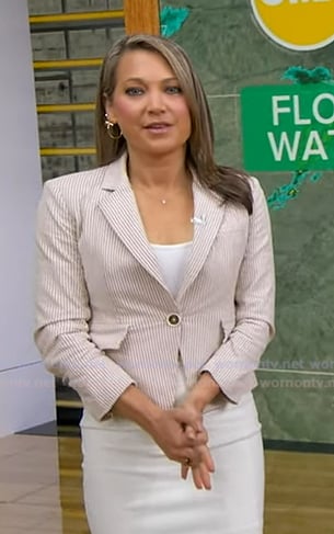 Ginger’s beige striped blazer on Good Morning America