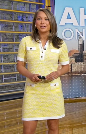 Ginger’s yellow knit polo dress on Good Morning America