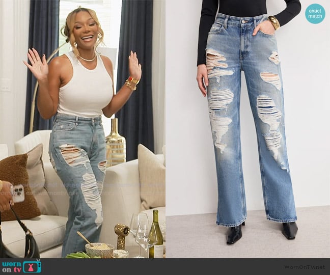 Good American The Khloe Jean worn by Angela Oakley on The Real Housewives of Atlanta