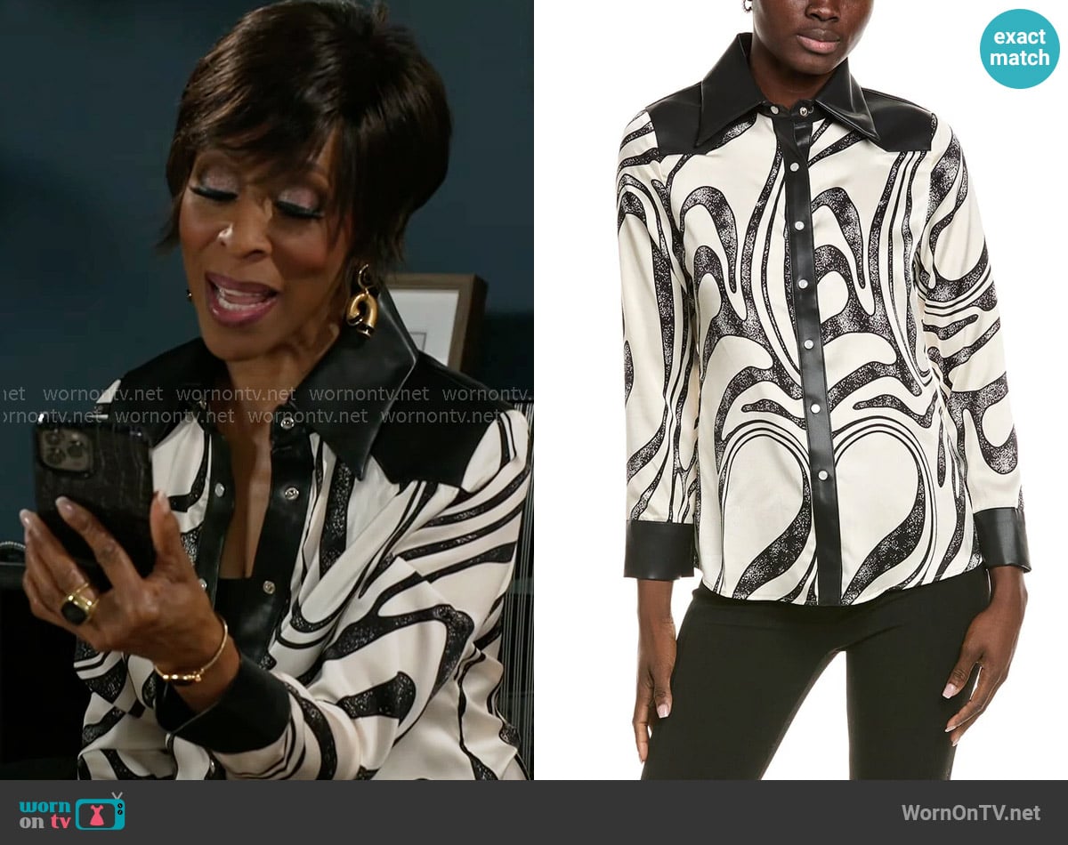 Gracia Pearl Snap Blouse worn by Sharon Winger (Bonita Brisker) on Beyond the Gates