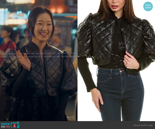 Gracia quilted cropped jacket worn by Yuri Han (Gia Kim) on XO Kitty