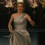 Gwen’s gray one shoulder gown on Elsbeth