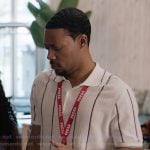 Gregory’s white striped polo on Abbott Elementary