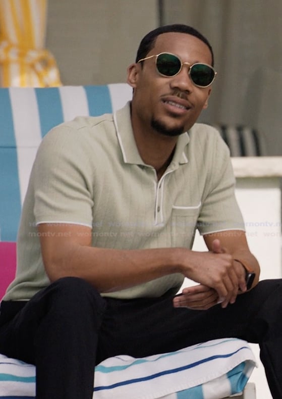 Gregory's sage ribbed polo on Abbott Elementary