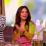 Gretta Monahan’s multicolor printed cardigan and pants on The View