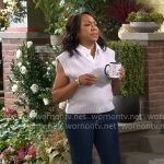 Tina's grey layered sweater vest on The Neighborhood