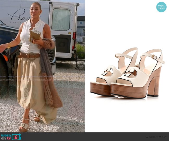 Gucci Cosmos Softy Calfskin Wooden Interlocking G Cut-Out worn by Liz McGraw on The Real Housewives of Rhode Island