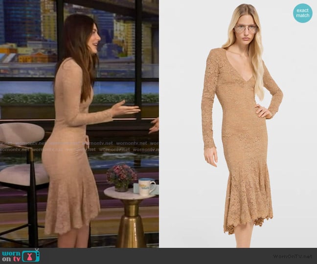 Gucci GG flower stretch lace dress worn by Camila Morrone on Live with Kelly and Mark