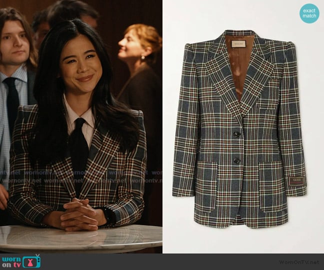 Gucci Single Breasted Check Blazer worn by Sarah Franklin (Leah Lewis) on Matlock