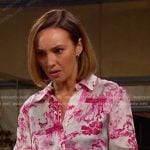 Gwen’s pink bird print blouse on Days of our Lives