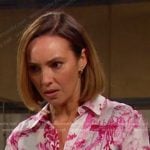 Gwen’s pink bird print blouse on Days of our Lives