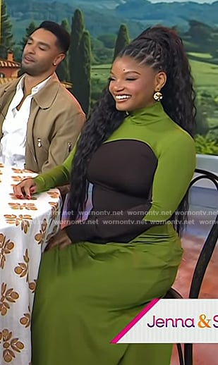 Halle Bailey’s green and brown maxi dress on Today