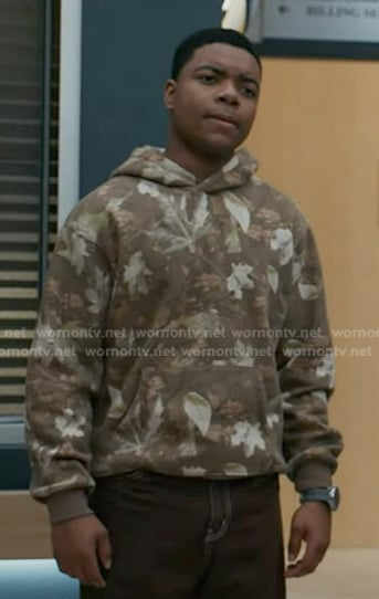 Harry's brown leaf print hoodie on 9-1-1