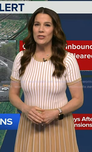 Heather’s beige stripe dress on Good Morning America