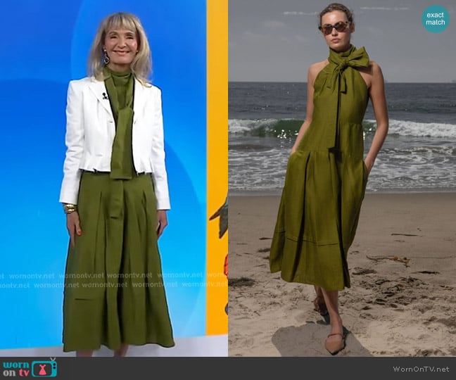 Heidi Merrick Ginger Dress in Frog Linen worn by Juliet Faithfull on Today