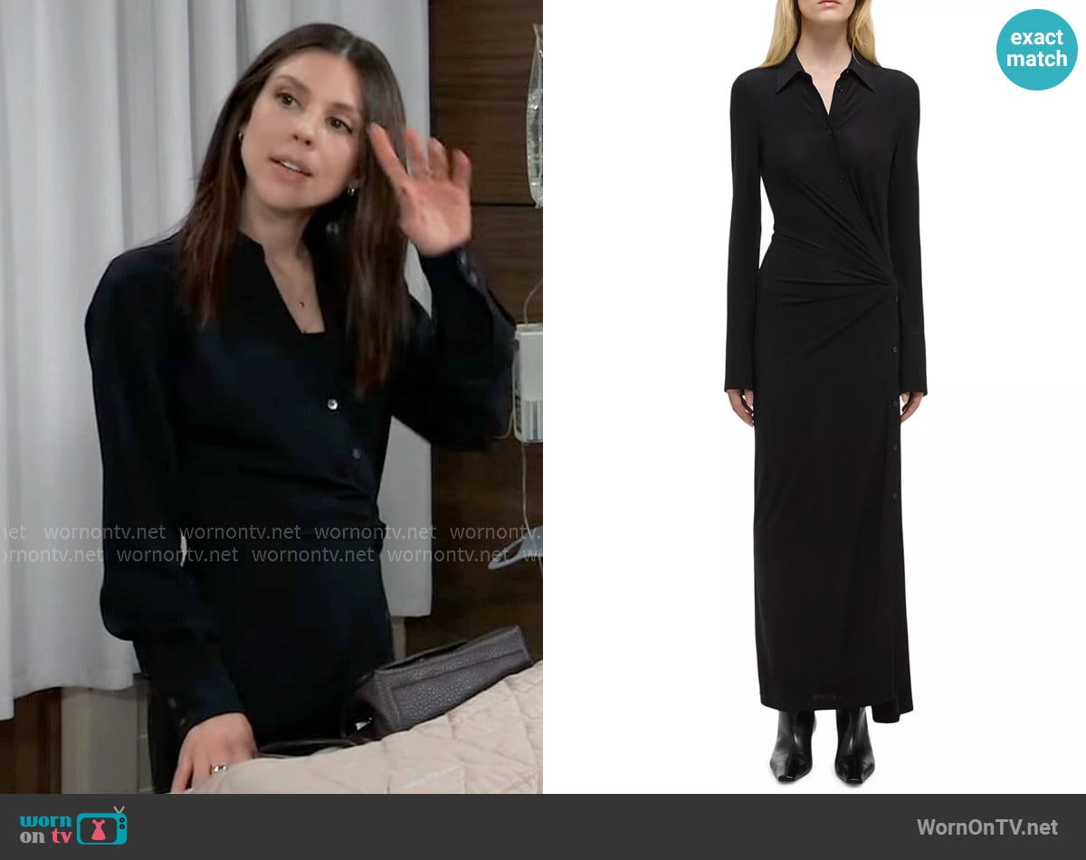 Kristina’s black twisted shirtdress on General Hospital Kristina’s black twisted shirtdress on General Hospital